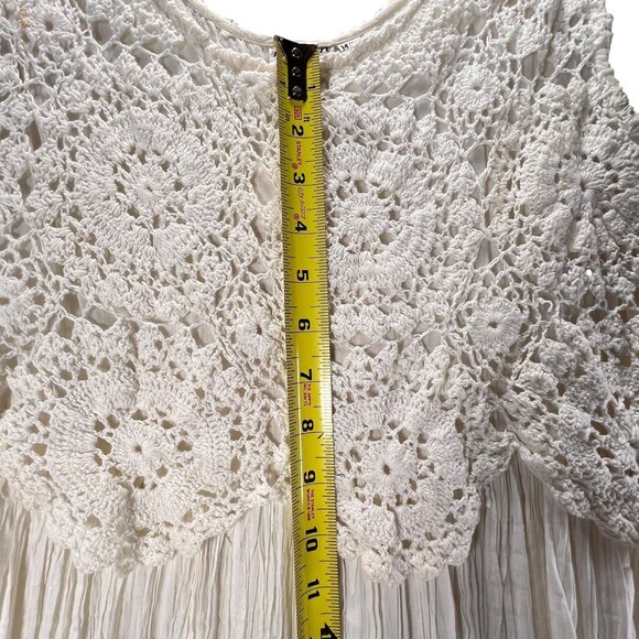 NWT Vtg Papillon Cream White Sleeveless Lace Crochet Gauzy Boho Midi Dress Med - Picture 14 of 15